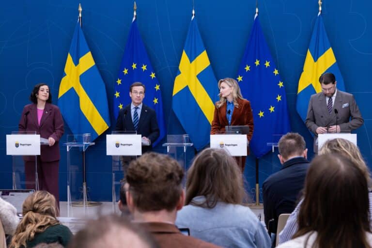 Simona Mohamsson, Ulf Kristersson, Ebba Busch och Jimmie Åkesson